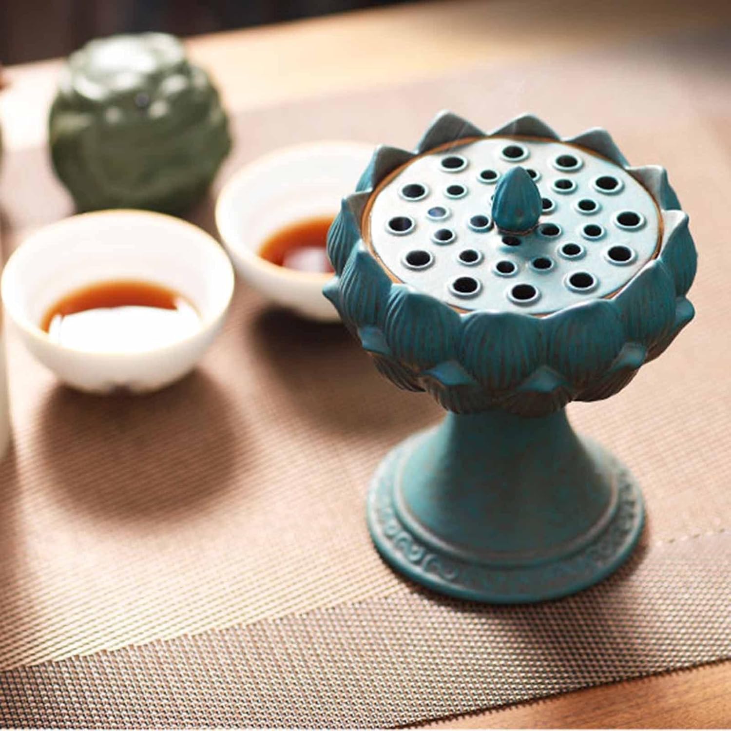 YXX Ceramic Lotus Incense Burner Holder for Tea House