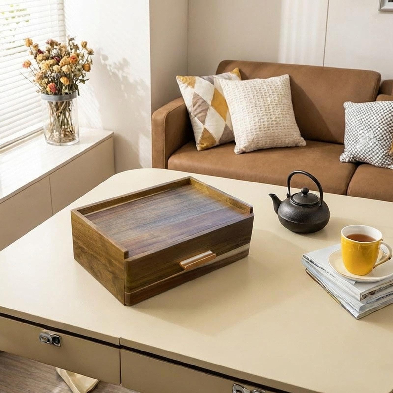 Organizador de Bolsitas de Té de Madera, Accesorio para Estación de Té, Soporte Rústico para Bolsitas de Té para Hombre