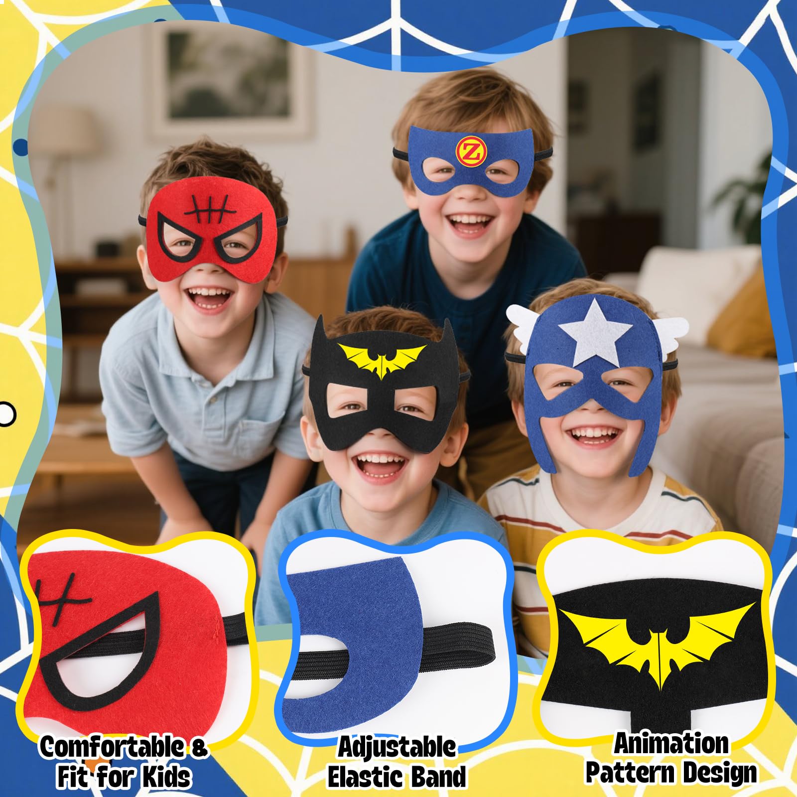 Superhero Capes for Kids, Halloween Costumes for Boys with Masks Dress Up Set for Cosplay Party Halloween Christmas Gifts Toys for Boys Kids Toddler 3 4 5 6+