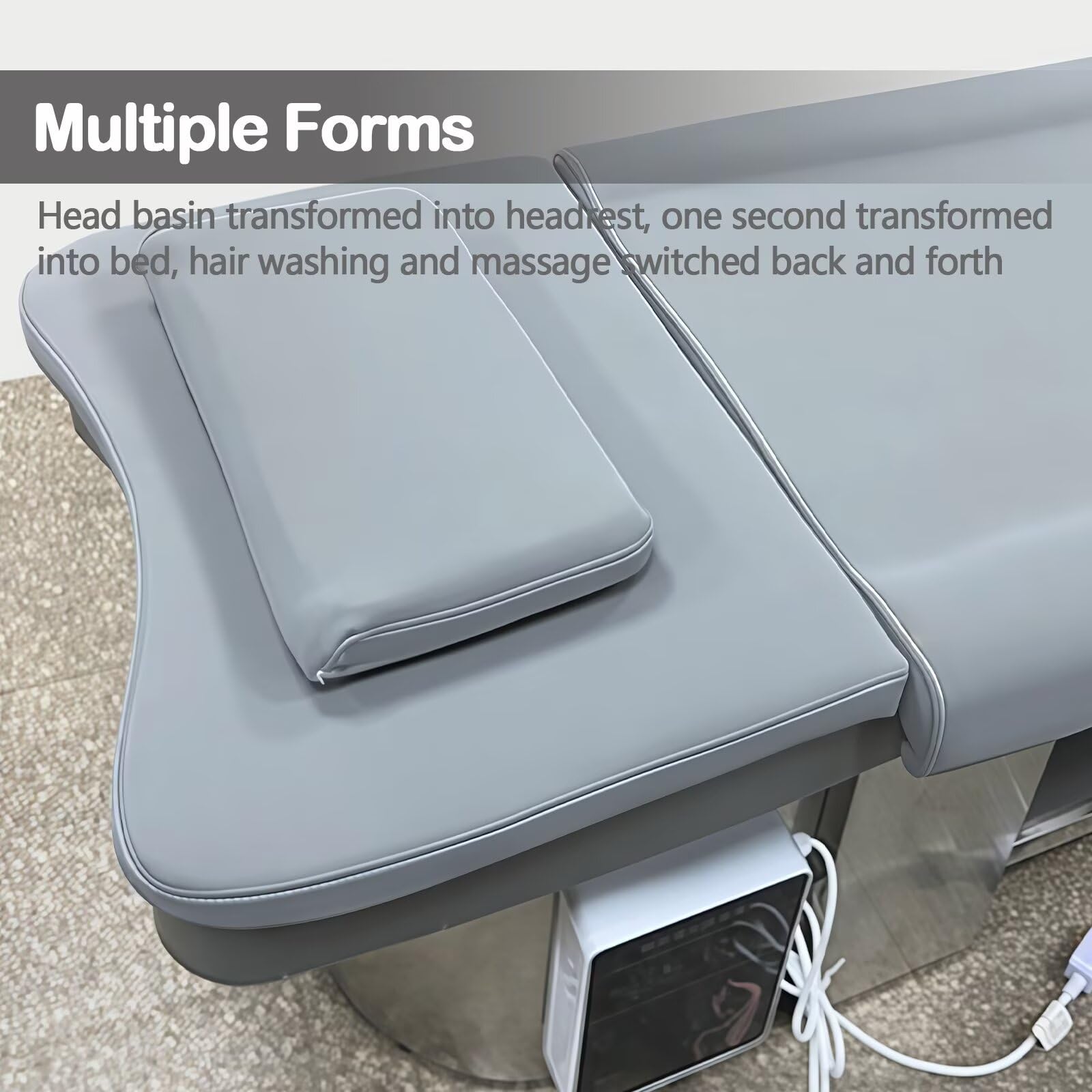 Salon Head SPA Shampoo-Liege - Professionelles, Elegantes, modernes, grau-metallisches Design, Beauty-SPA-Ausstattung mit Wasserzirkulation und geräumigem Stauraum (Schwarz)
