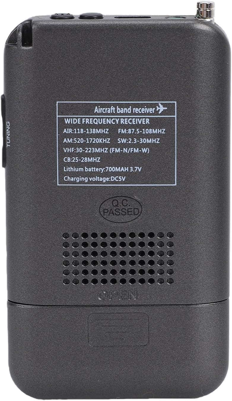 Bewinner Air Band Radio Receiver, Portable AM FM SW VHF CB, LCD Display, Dual Antenna High Sensitivity Pocket Radio, 700mAh Rechargeable Mini Travel with Speaker & Headphone Jack (Gray)