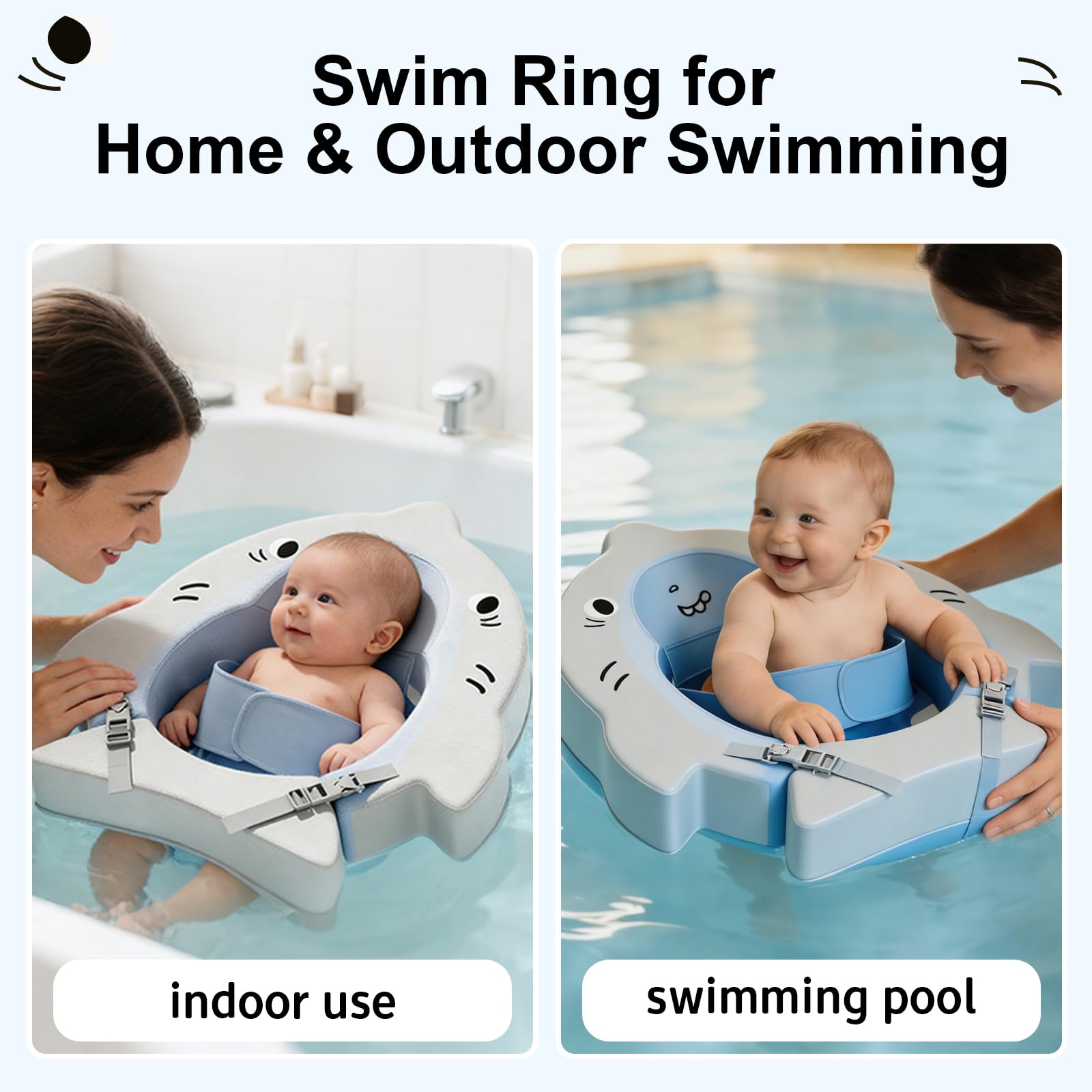 Nicht aufblasbarer Baby-Pool-Schwimmer mit bequemer Liegeunterstützung, wasserdicht, hautfreundlicher Schwimmtrainer, solide, für 6–36 Monate Säuglinge, Außen- und Innenpool, Badewanne