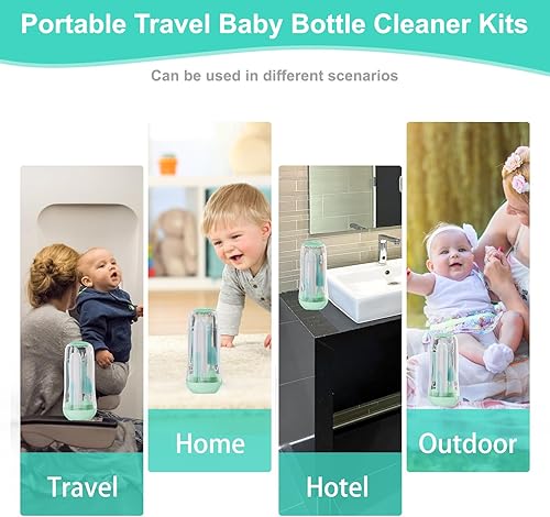 Miniatura 7 de VSTM Juego de cepillos eléctricos para biberones de viaje, limpiador eléctrico de botellas, cepillo de silicona para botellas de agua, cepillo para