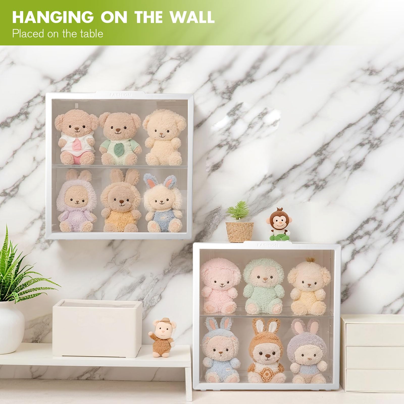 Vitrine transparente pour figurines, boîte de rangement murale pour poupée, présentoir réglable, boîte de présentation en acrylique avec porte, résistante à la poussière et à l'humidité, convient aux