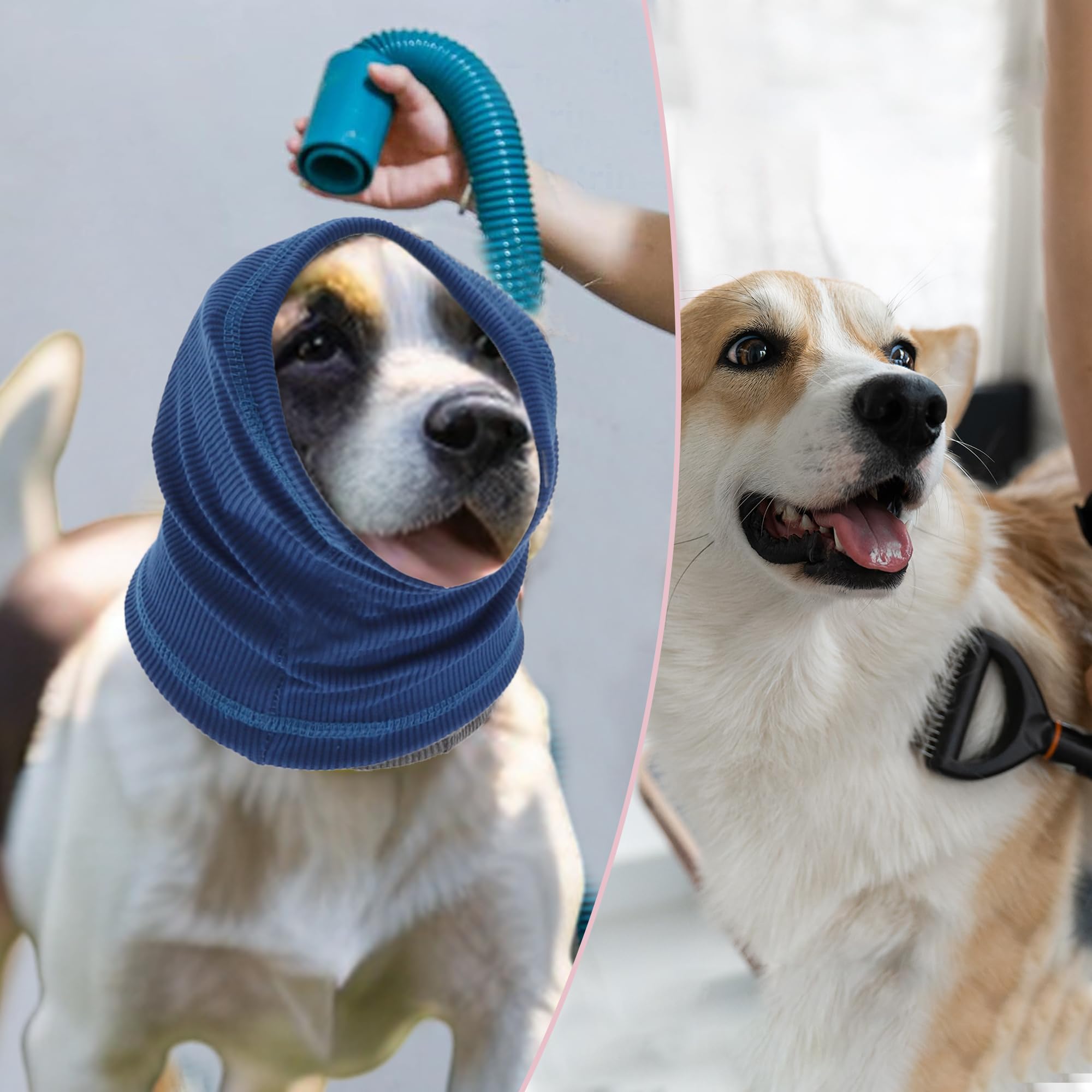 Fascia per Calmare Cani, Protezione Rumore Cuffie per Orecchie Cani, L, Blu