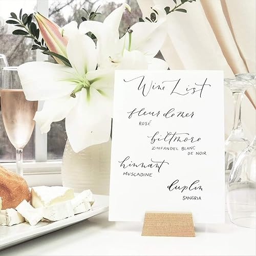 Miniatura 7 de UNIQOOO Elegante soporte de madera de abedul para letrero de número de mesa de boda, soporte para tarjetas de lugar, soporte para exhibición de