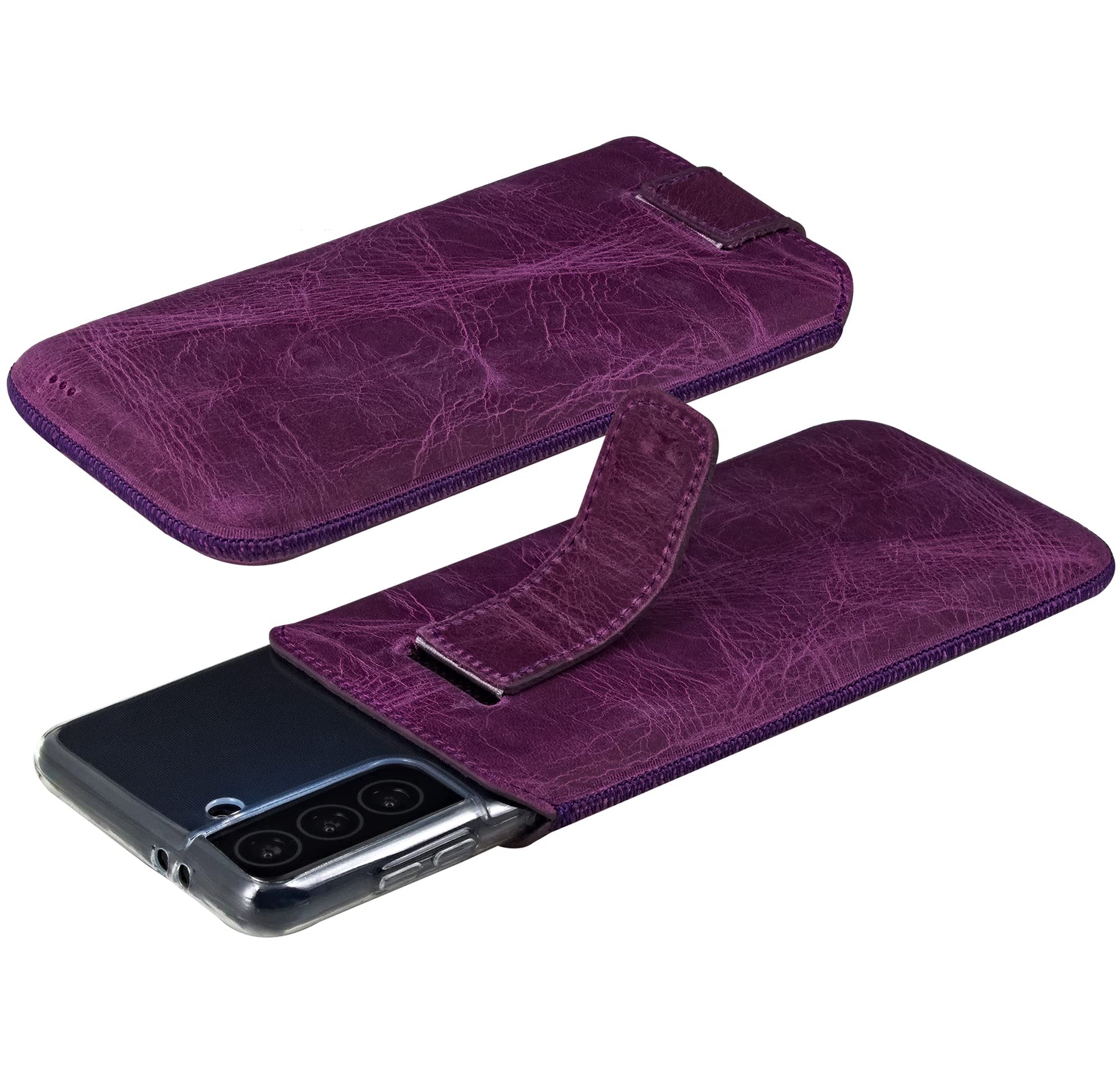 Suncase Prawdziwy skórzany pokrowiec etui kompatybilne z Sony Xperia 1 VII Wymiary wewnętrzne: ok. 166 x 78 x 15 mm (pasuje do dodatkowego grubszego silikonu Case/Bumper/Backcover) w kolorze antycznym