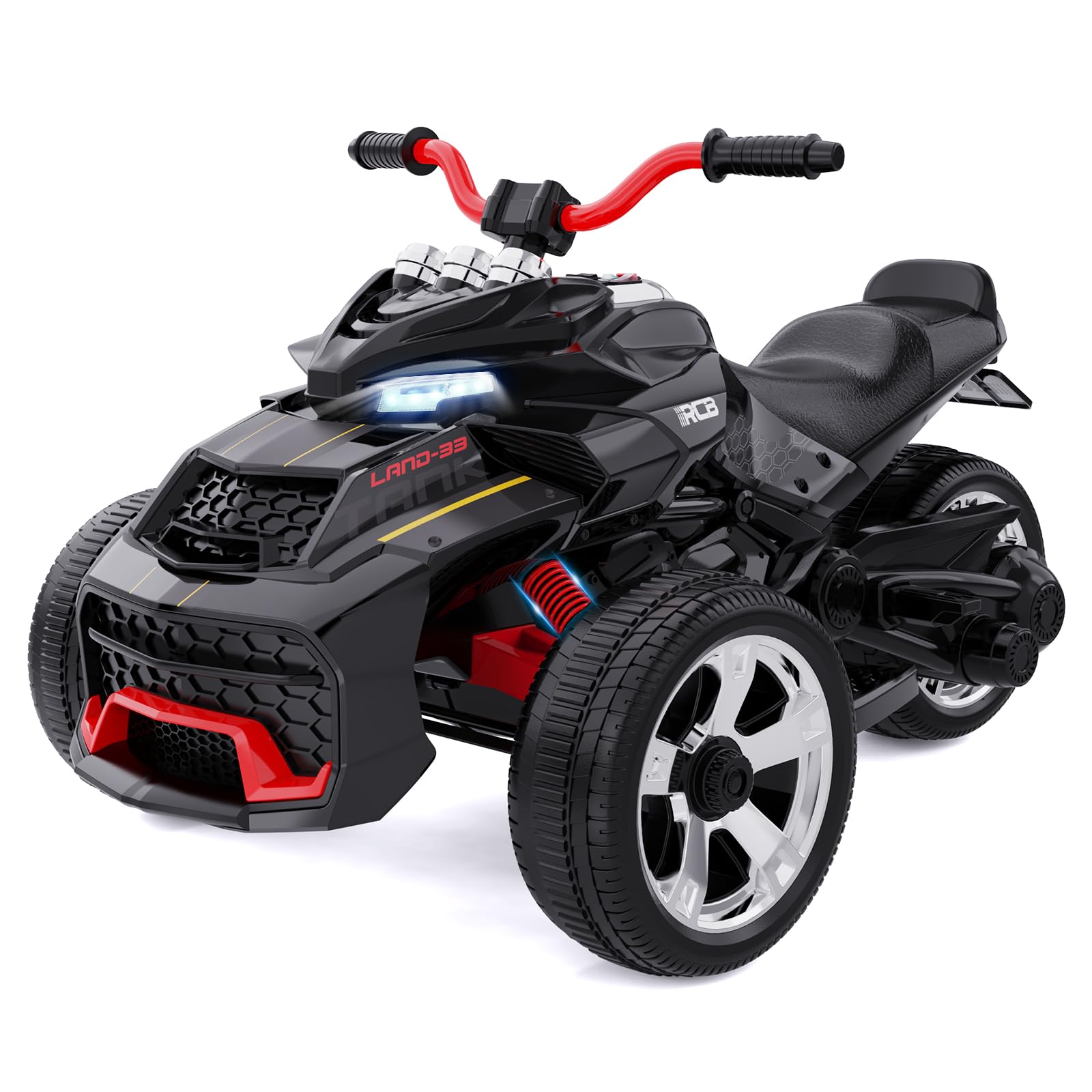 RCB 12V Kids Electric Motorbike, 2 Motors & 12" Inch electric dirt bike 3/8 km/h Speed Modes, Multi-Music, USB Port, Best Ride On Motorcycle Car for 3-8 Kids