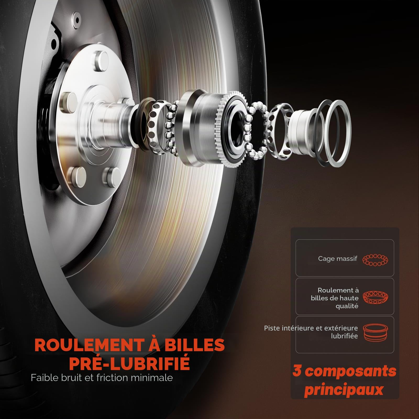 Frankberg 2x Kits de roulements de roue Arrière Remplacer# 512373