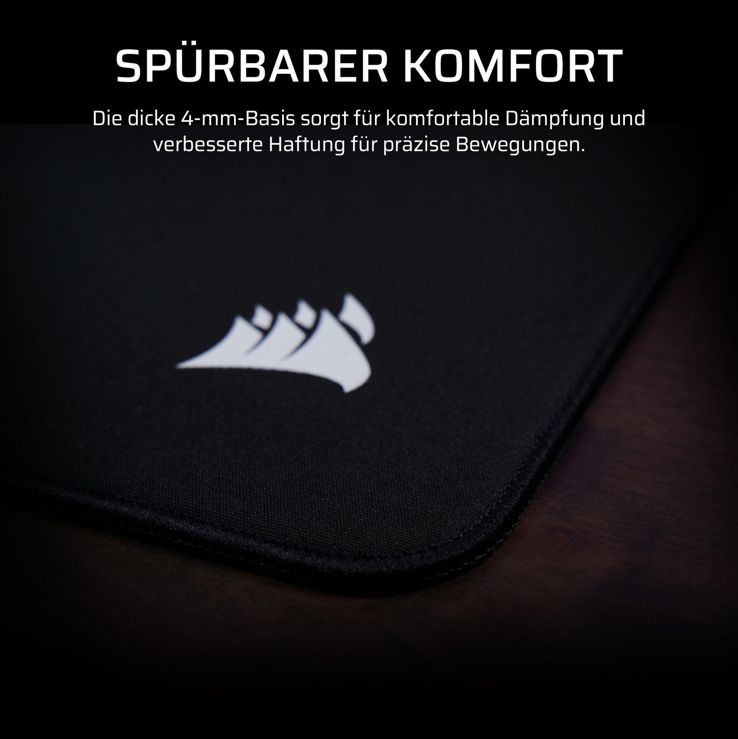 Corsair MM PRO Control Mittleres Gaming-Mauspad – Schwarz | E-Sport-Thema für Präzision und Mikroeinstellungen, 4 mm Dicke Rutschfeste Basis, Abgeschrägte, Genähte Kanten