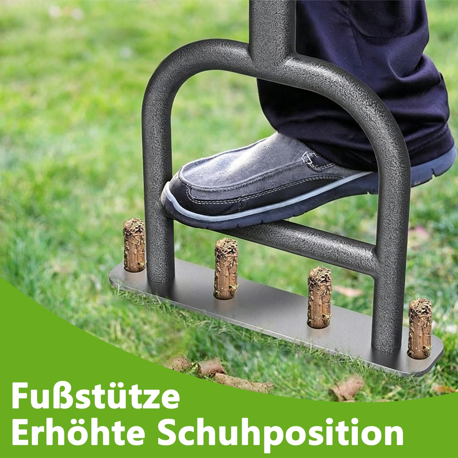 Rasenlüfter Aerifiziergabel, Aerifizierer für Rasen Hohlspoon, Manuell Rasen Belüfter mit 4 Kerne, Rasenspecht Rasenlöcher Hohlzinken Bodenbelüften für Verdichtete Böden und Rasen Hof Garten