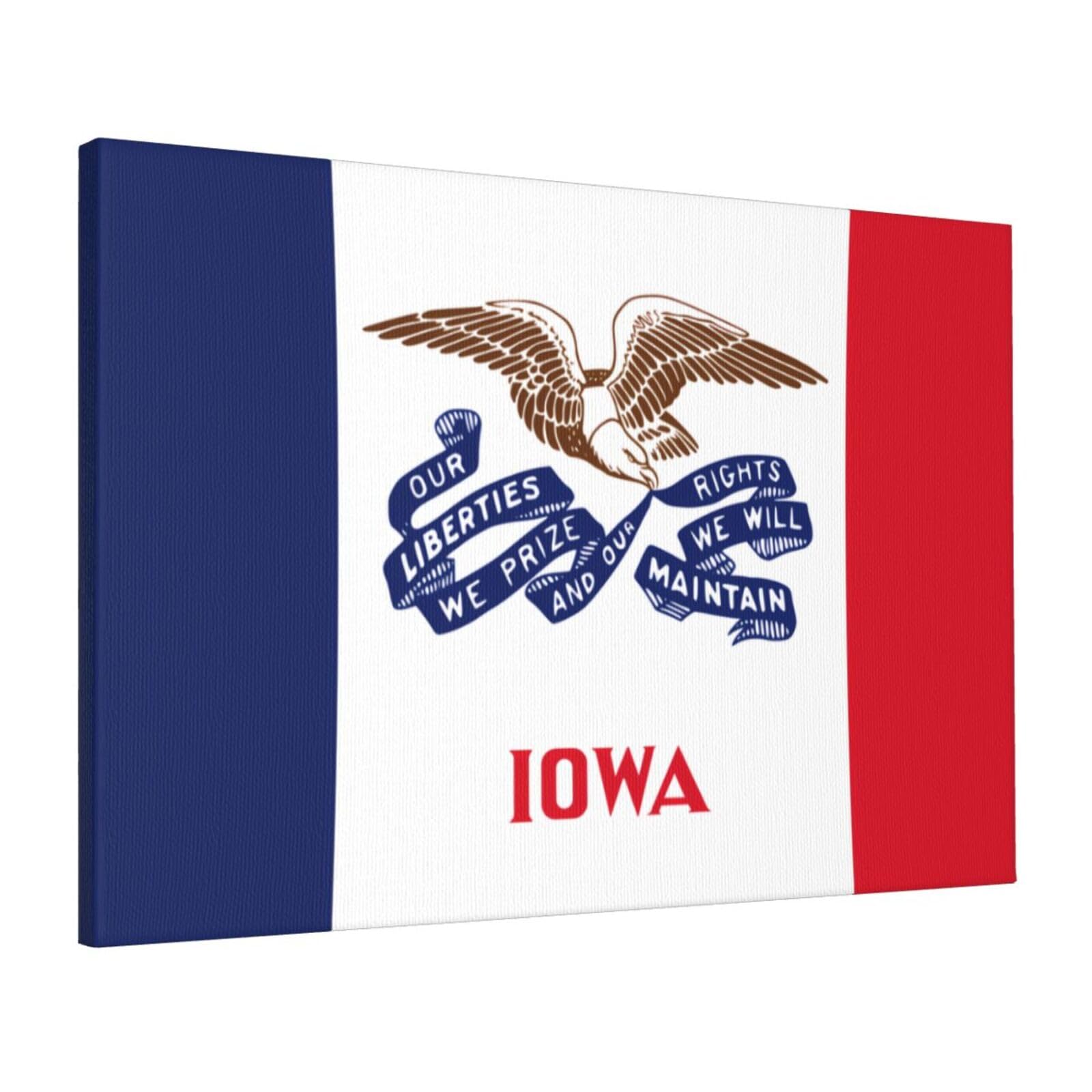 CNTDBU Iowa state flag Canvas Wall Art 16x24 Inch-Large Modern Painting Print for Living Room, Framed Ready to Hang Artwork for Bedroom