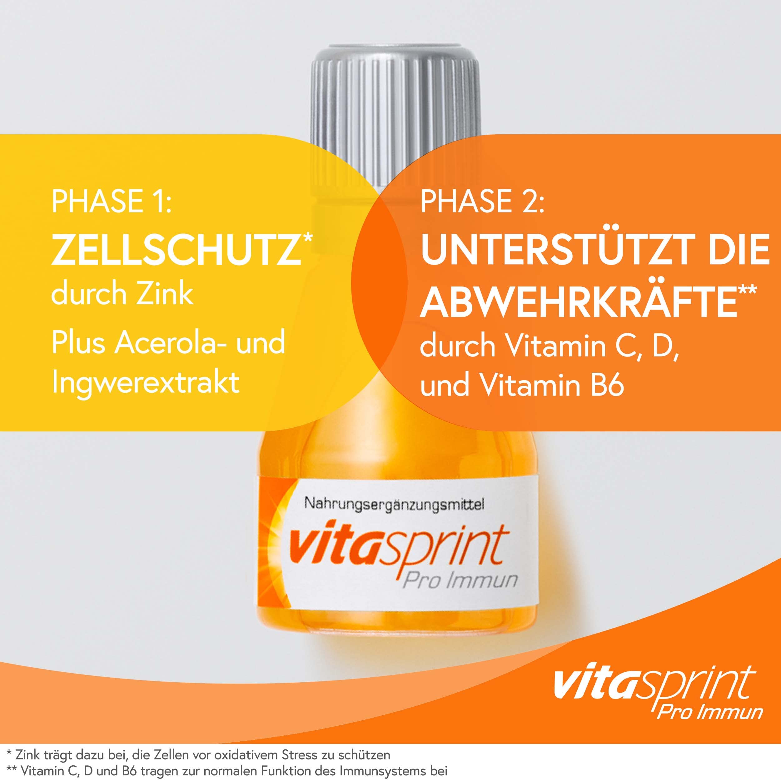 Immunsystem unterstützen - Vitasprint Pro Immun, 24 St. - Nahrungsergänzungsmittel mit Acerola-, Ingwer, Zink und Vitaminen zur Unterstützung der Abwehrkräfte*, für mehr Energie und weniger Müdigkeit