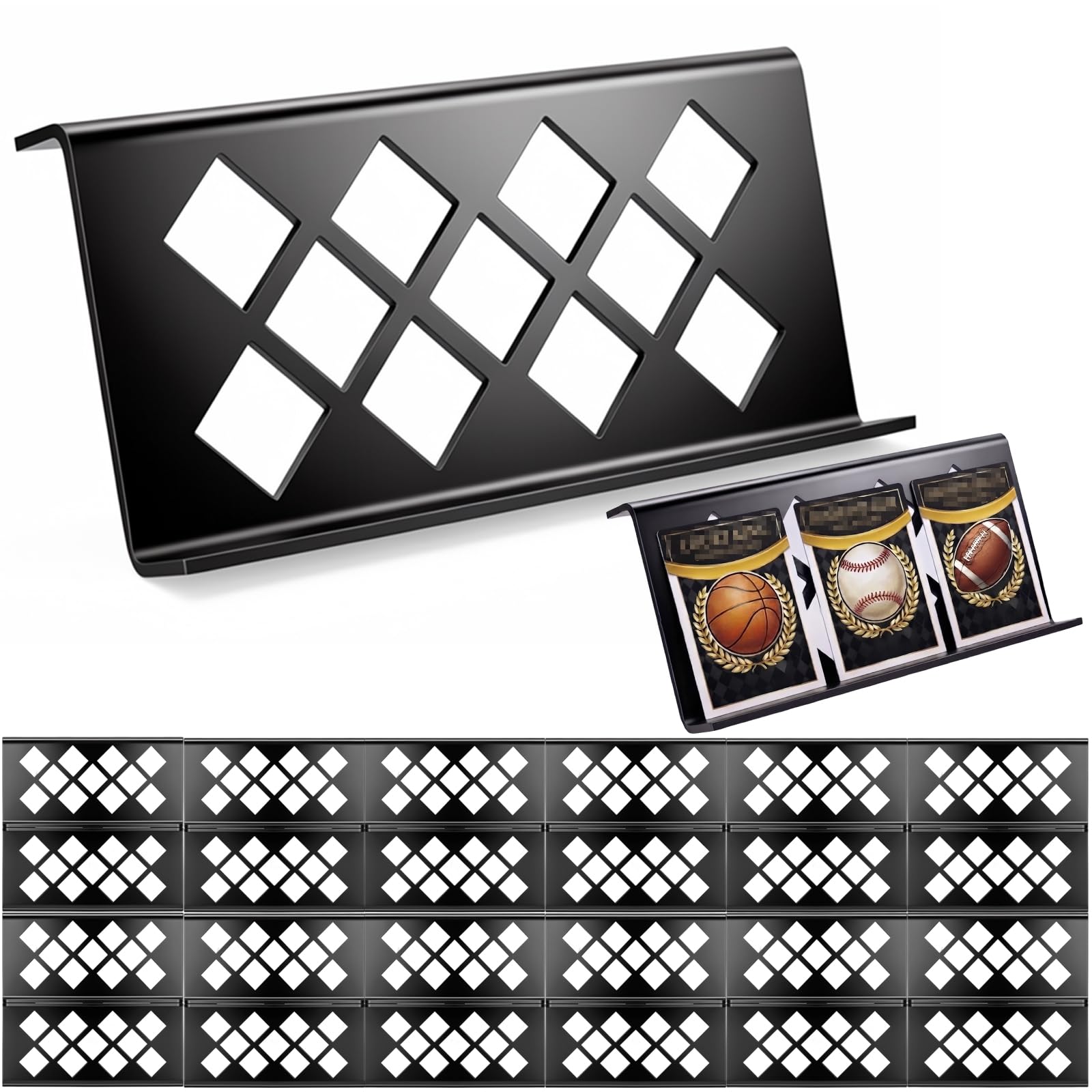 Photo 1 of sxemcx rrhh 24 Pcs Trading Card Risers for Trade Shows, Display Cases, and Card Vendors,Black Acrylic Modular Display Risers for Sports Cards & Trading Card Games