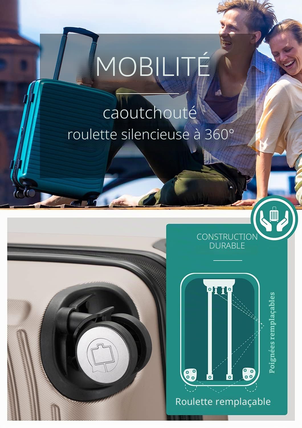 Hauptstadtkoffer - Mitte - Grande Valise Rigide, Trolley, Valise, TSA, 4 roulettes, Bagage en soute avec Extension de Volume de 8 cm, 77 cm, 130 litres, Champagne