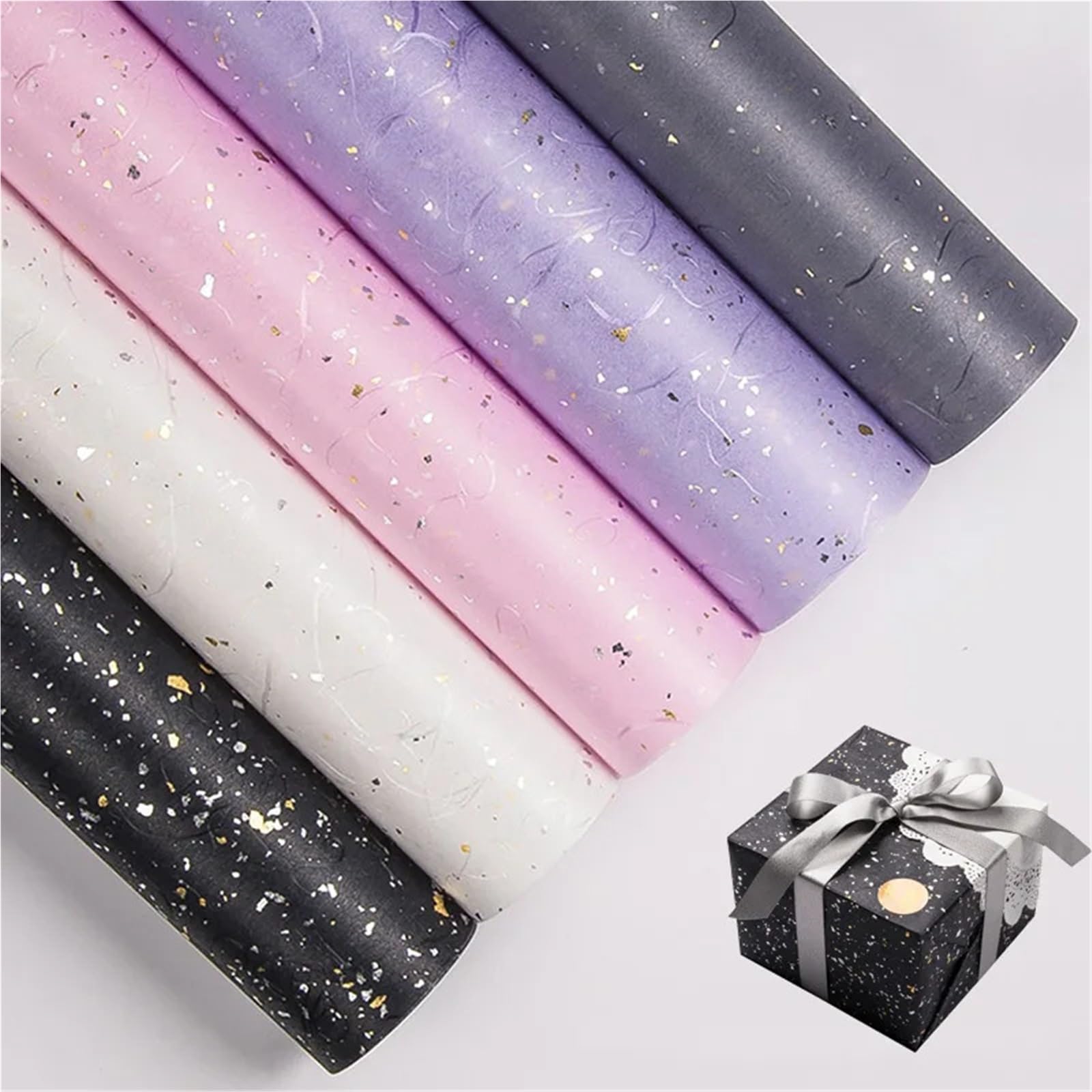 5 Stück/Set Geschenkpapier für Valentinstag, Hochzeit | Verpackung: 60 x 60 cm, Blumen-Geschenkpapier, DIY, perfekte Verpackung, Kunstwerk, Bucheinband-Dekoration(Grey)