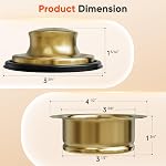 Sink Garbage Disposal Flange and Stopper, Universal Stainless Steel Flange, Fit for 3-1/2 Inch Standard Sink Drain Hole, Kitchen Sink Garbage Disposer Kit (Brushed Gold)