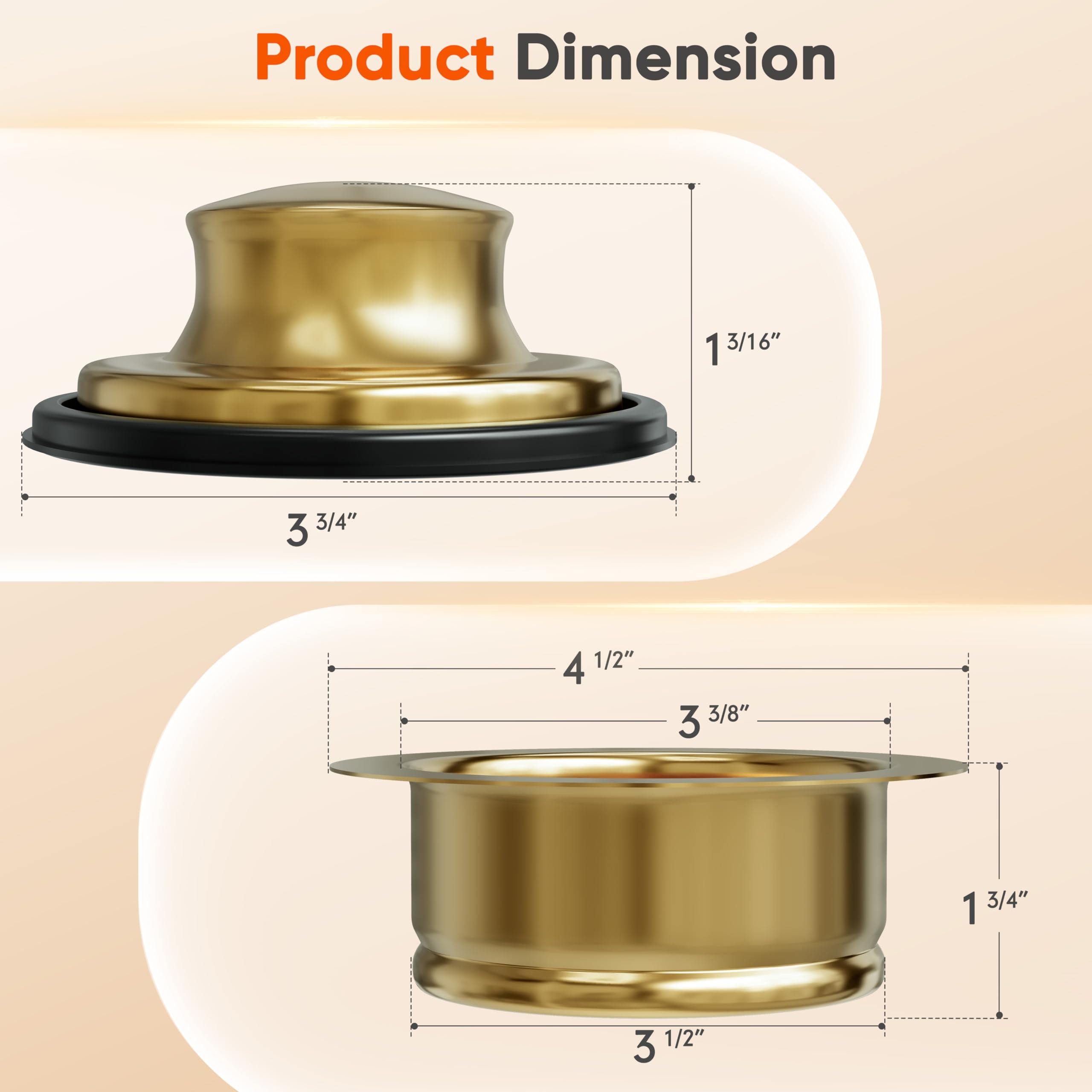 Brida y tapón de eliminación de basura para fregadero, brida universal de acero inoxidable, apto para agujero de drenaje estándar de fregadero de 3-1/2 pulgadas, kit de triturador de basura para