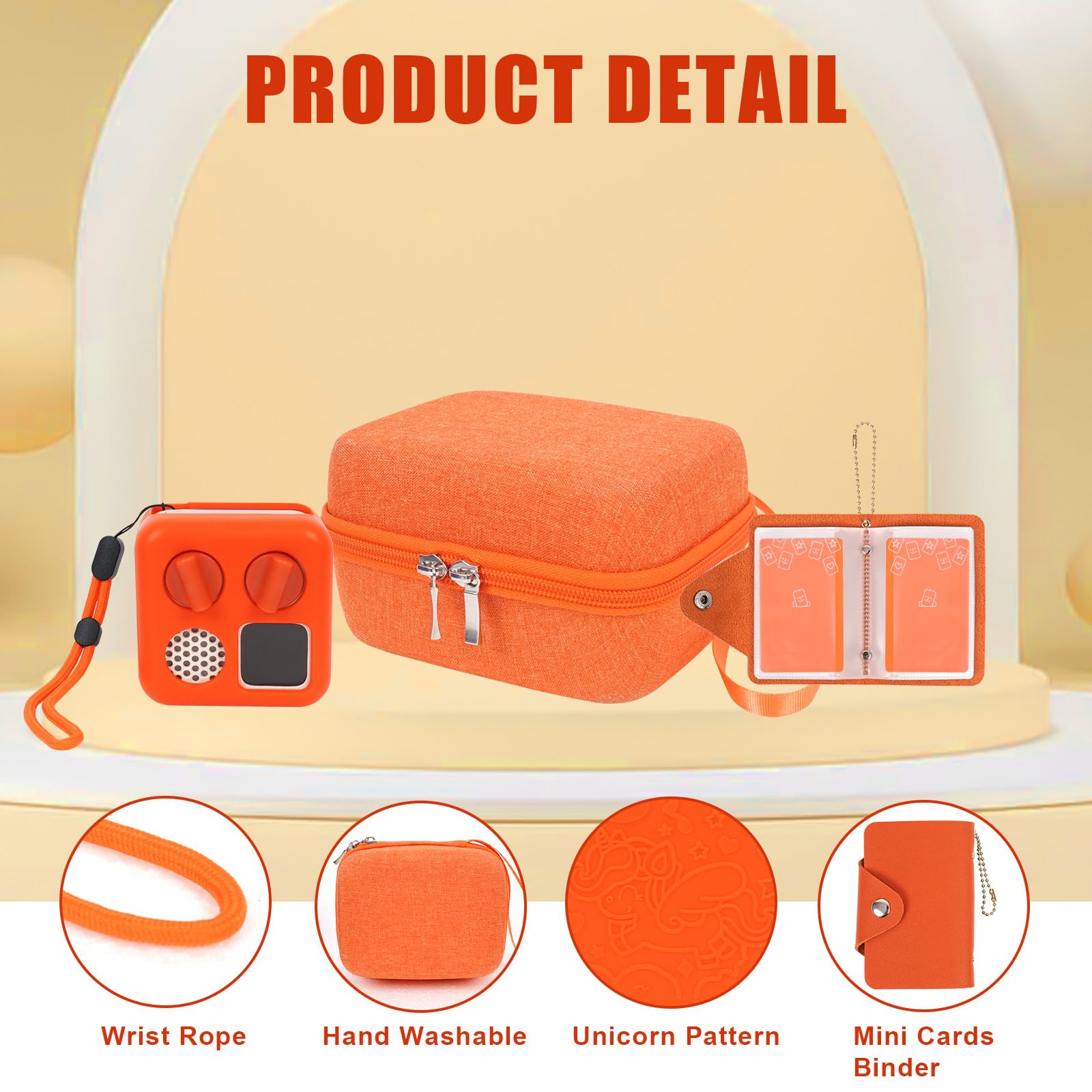 YouKnow Hartschale und Silikonhülle für Yoto Mini Player, Kinder Audio Musik Zubehör mit Kartenetui Halter für bis zu 10 Karten (Orange)