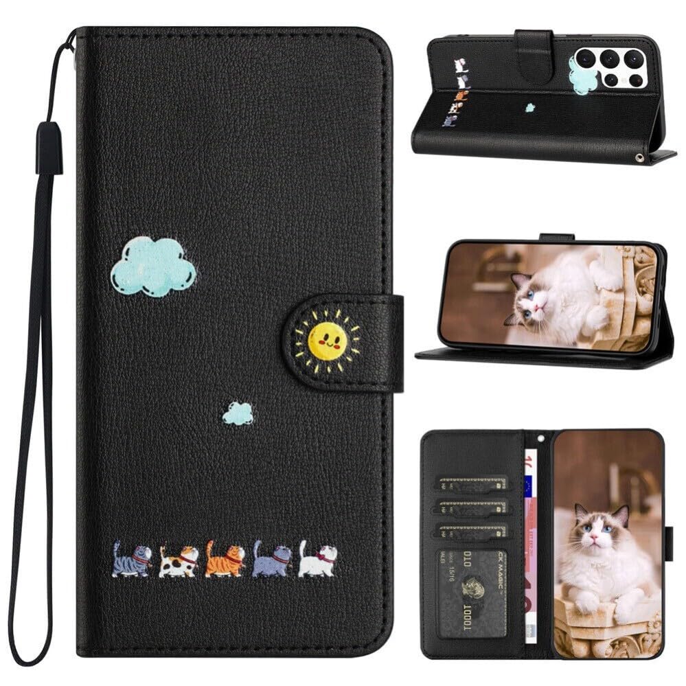 Étui Galaxy S24 Ultra cuir clapet magnétique noir
