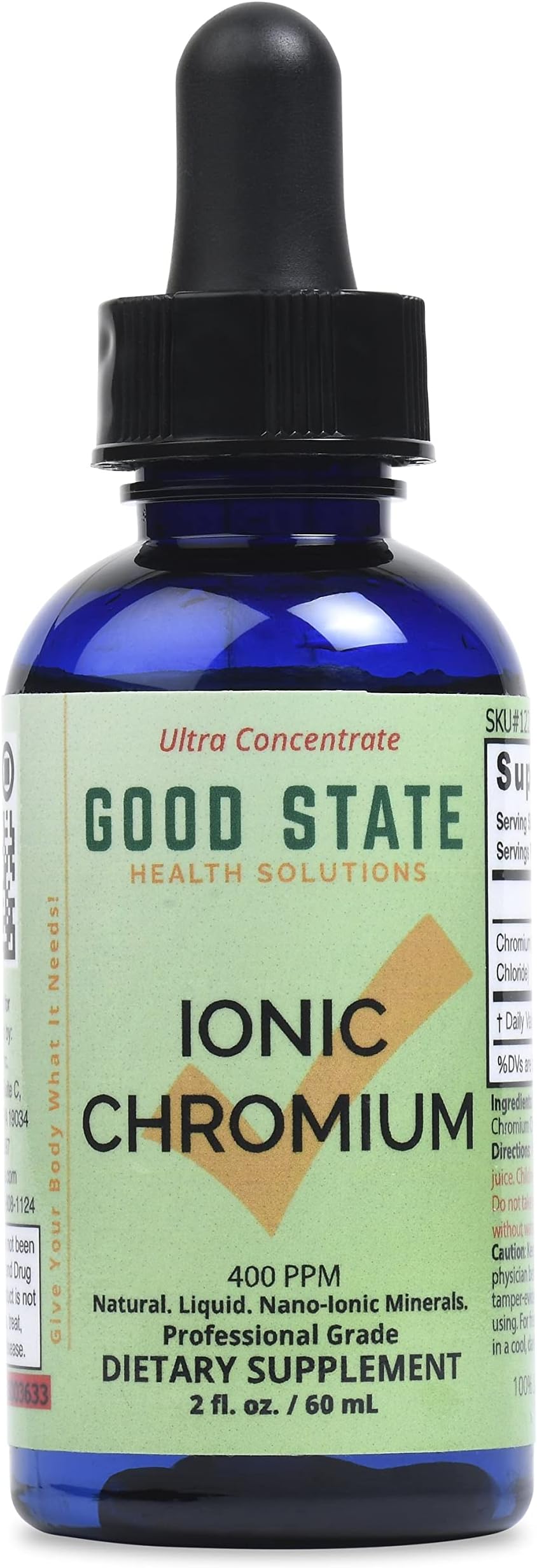 Good State | Ionic Chromium | Natural | Liquid Concentrate | Nano Sized Mineral Technology | Professional Grade | 10 Drops Equals 200 mcg | 1.6 Fl oz Bottle