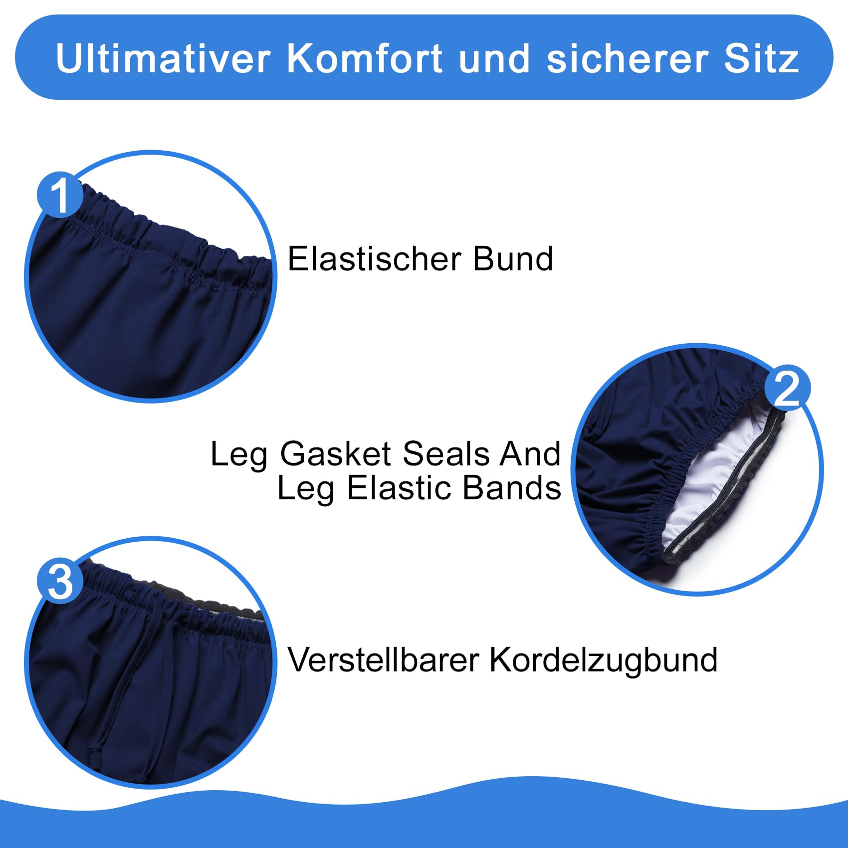 Dreammonkey Wiederverwendbare Schwimmwindel für Kinder & Jugendliche, Auslaufsichere Schwimmkleidung für besondere Bedürfnisse, Wasserdichter Inkontinenzschutz für Pool & Strand(Navy,8-10T)