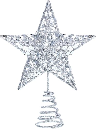 Blulu - Decoración para árbol de Navidad, parte superior o adorno superior para árbol de navidad con exquisito brillo, de 6 pulgadas