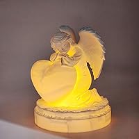 CUBIX3D Angel Holding Heart Lamp with LED Tealight | 3D Printed Decorative Showpiece for Valentine Décor, Romantic...