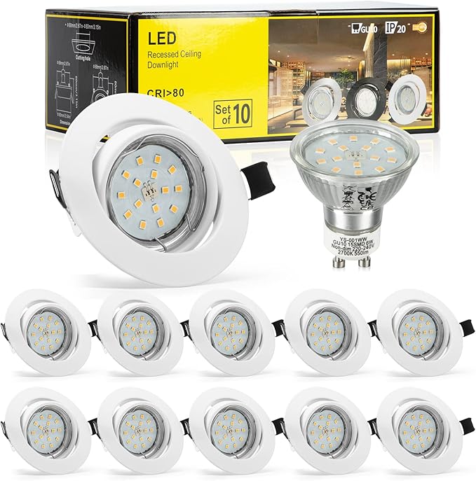 Bojim LED Recessed Ceiling Lights Downlight 230V, 10x LED Spotlights