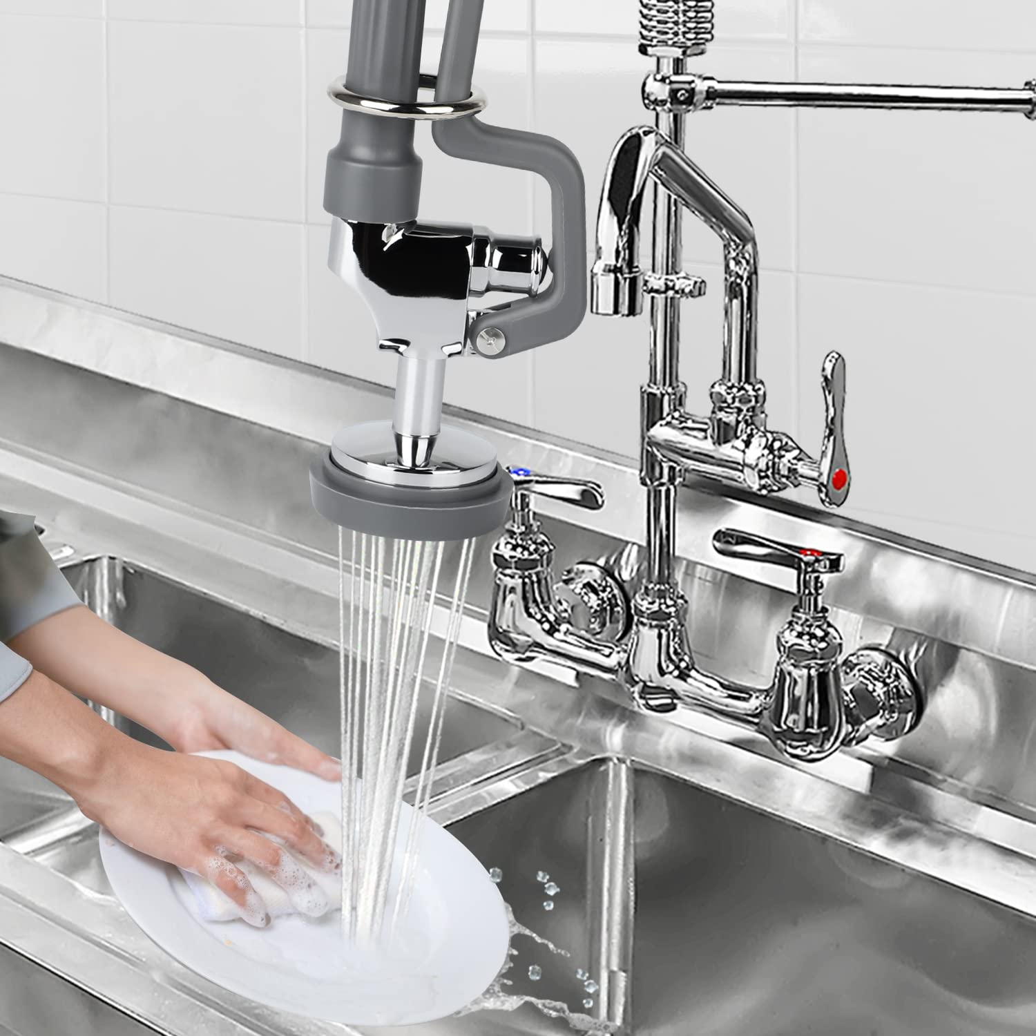 KWODE Sprühventil-Ersatzkopf In Grau – Für Kommerzielle Vorspülarmaturen, 1,8 GPM Durchfluss, Edelstahl Mit Verchromter Oberfläche