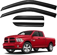 YQAUTEC Window Visors Rain Guards for 2009-2023 Dodge Ram 1500 Quad & Extended Cab - Out-Channel Vent Deflectors