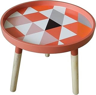 CVHOMEDECO. Moderno KD tavolino rotondo in legno, rimovibile rotonda Accent tavolo portatile tavolo da tè con 3 gambe staccabile. Dia.39,4 x H41 cm