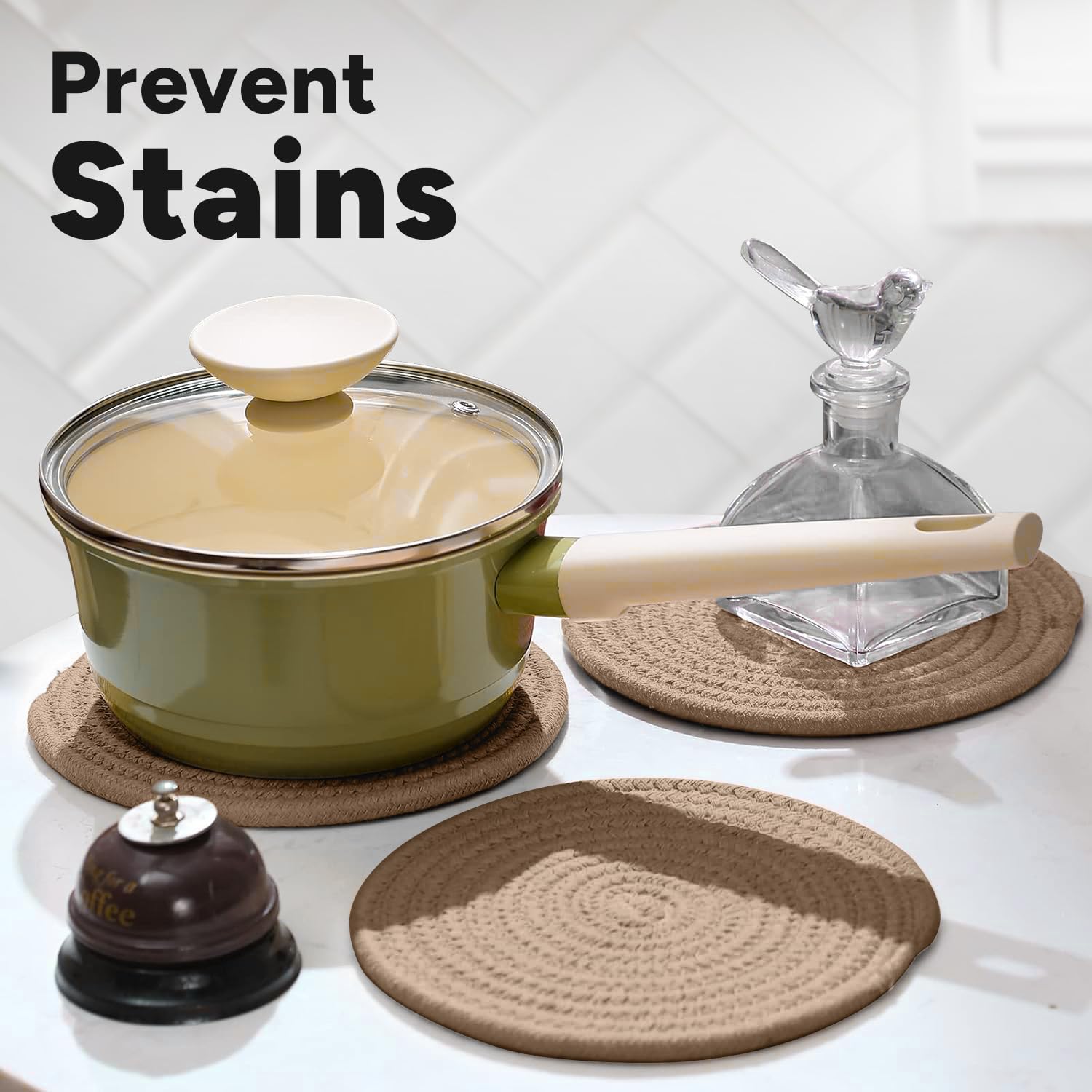 Avalon Kitchen Uchwyty na garnki na gorące dania, gorące podkładki do kuchennych trójnóg do gorących garnków i patelni - bawełniane podkładki pod gorące podkładki stylowe duże podstawki i gorące maty