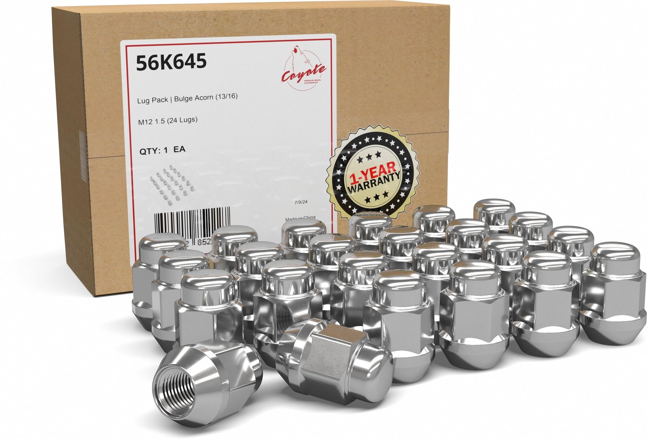 union issue N°16 Wheel Accessories Parts Set of 24 Lug Nut Closed End Bulge