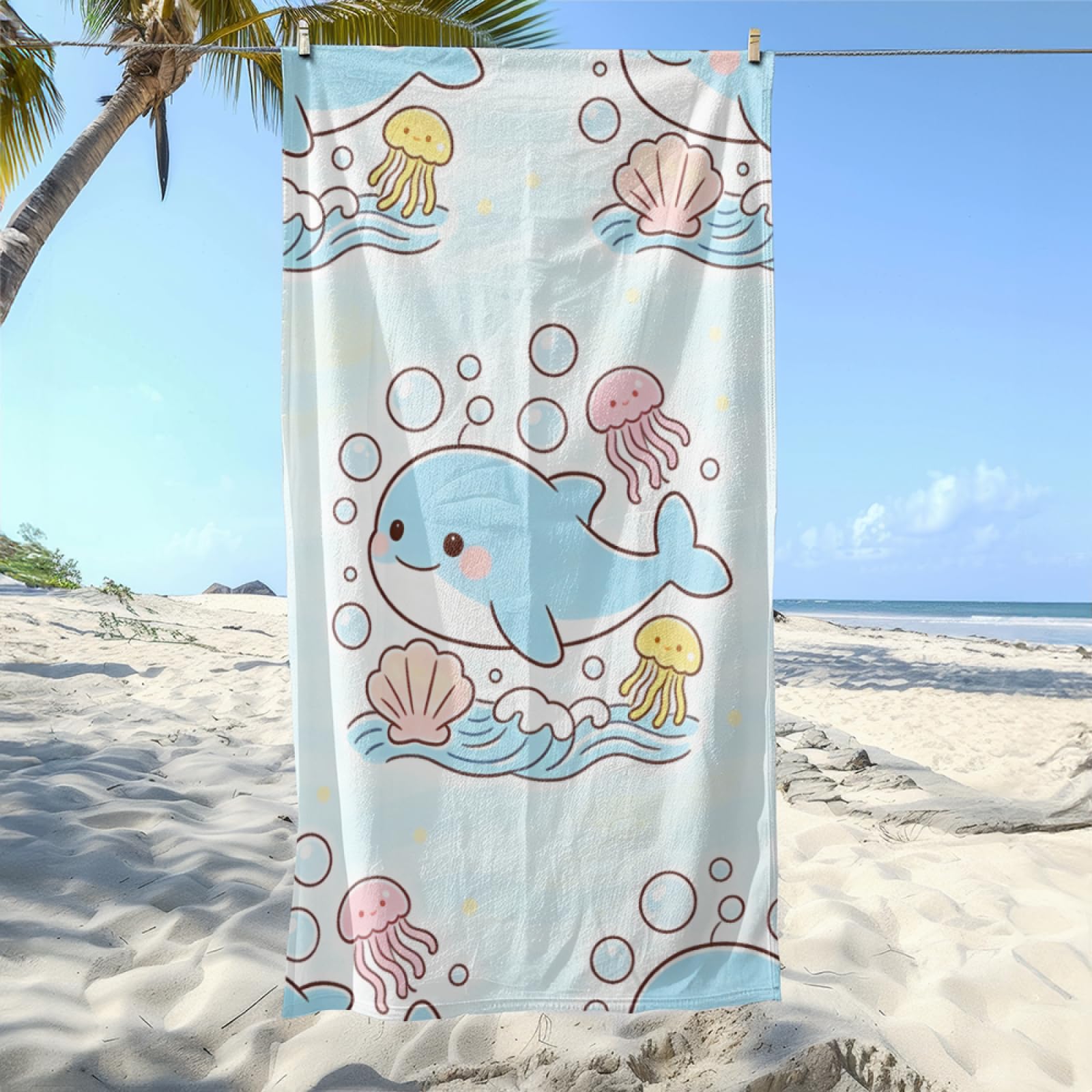 Beach Towel Kids Boys Whale Blue Cartoon Microfibre Quick Dry Towel for girls,Pool Swimming Travel Towels,Sand-Resistant, Absorbent, Lightweight