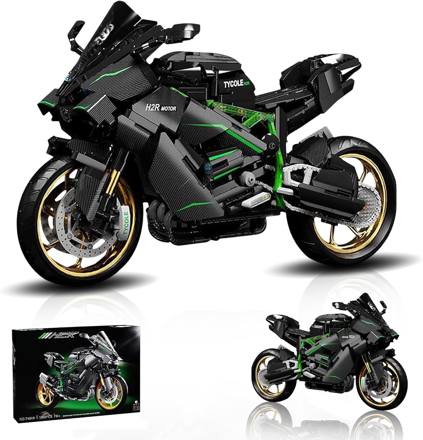 Cijinay Motorcycle Model Building Blocks Kits For, 1858 Pcs 1:5 Scale Motorbike Building Set, Moc Superbike Construction Toys, Compatible With Major Brand