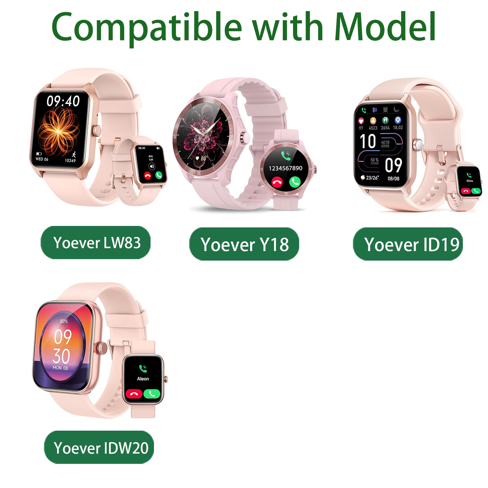 Compatible with Yoever Smart Watch Charger, Magnetic USB Replacement Charger Compatible for Yoever LW83, ID19, Y18, IDW20 Smart Watch (2 Pack-Black+Black, for Yoever LW83, ID19, Y18, IDW20)