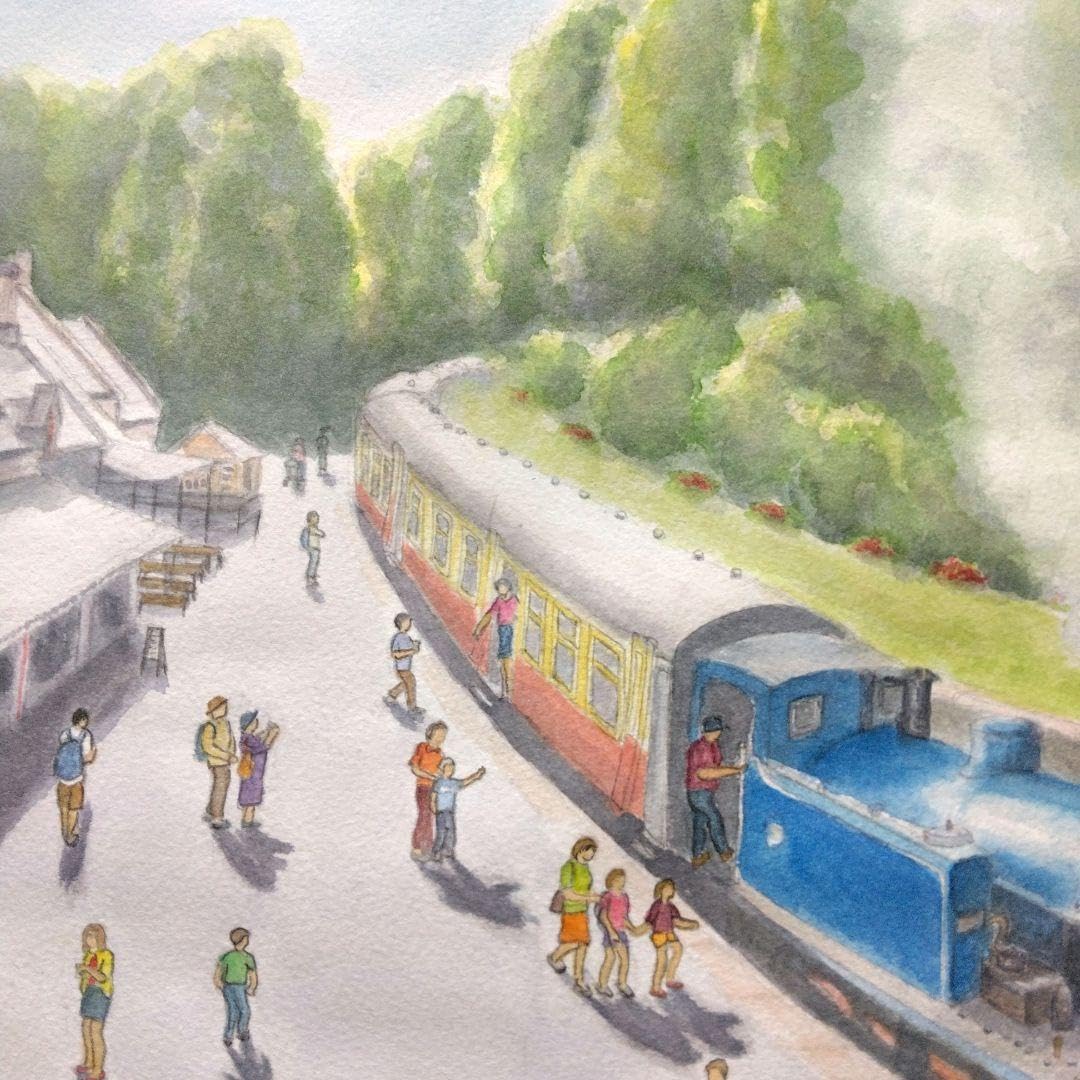 イギリス駅風景　 水彩画 イギリス駅風景 水彩画 e9336f6a4c694d41df54497796ab25