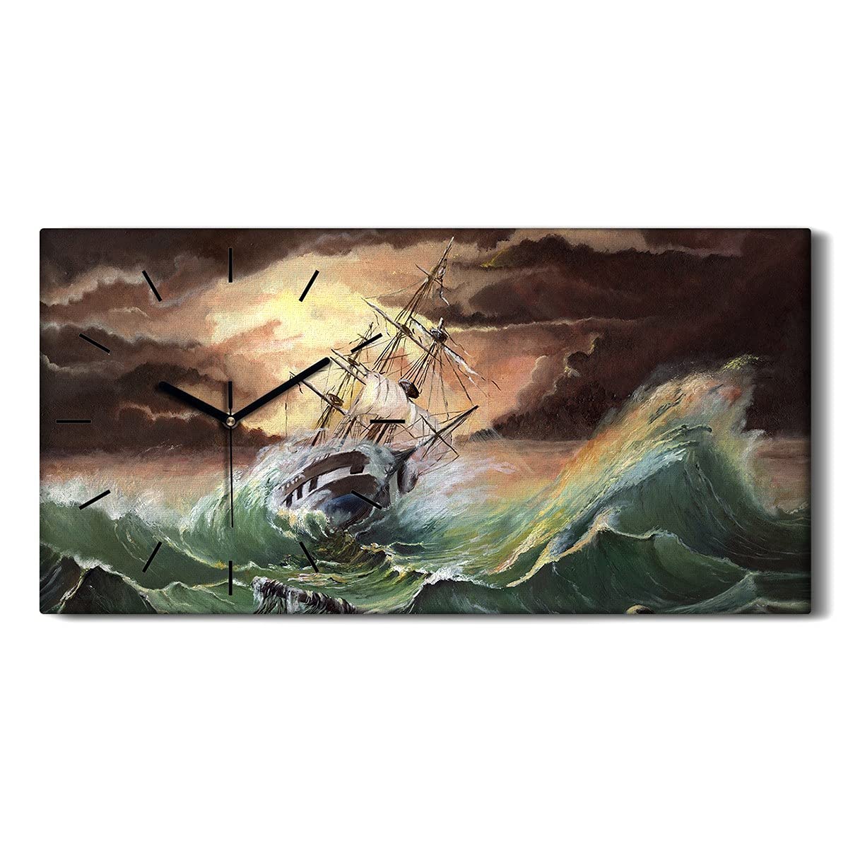 Horloge sur Toile Ne Pas Tic Tac - Silence et Art Moderne Océan 60x30cm