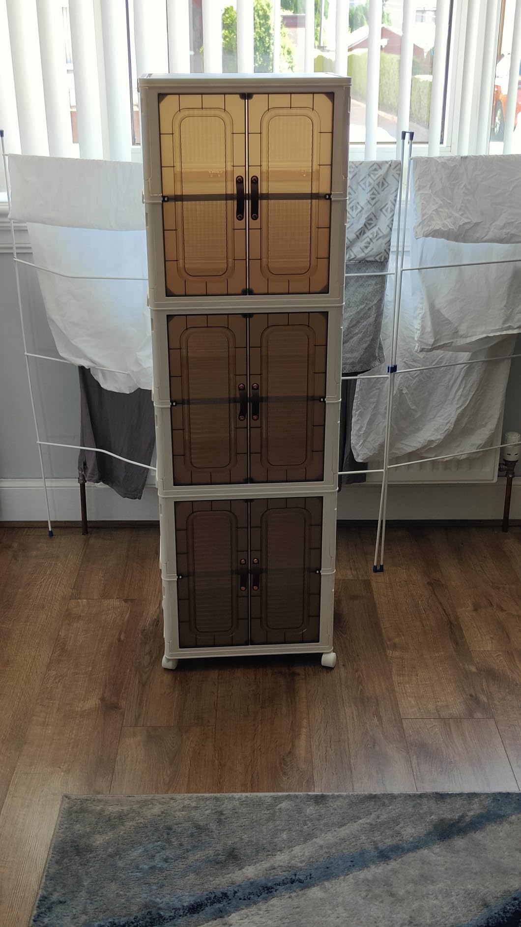 COSTWAY Foldable Shoe Storage Box, 6-Cube Stackable Storage Bins with ...
