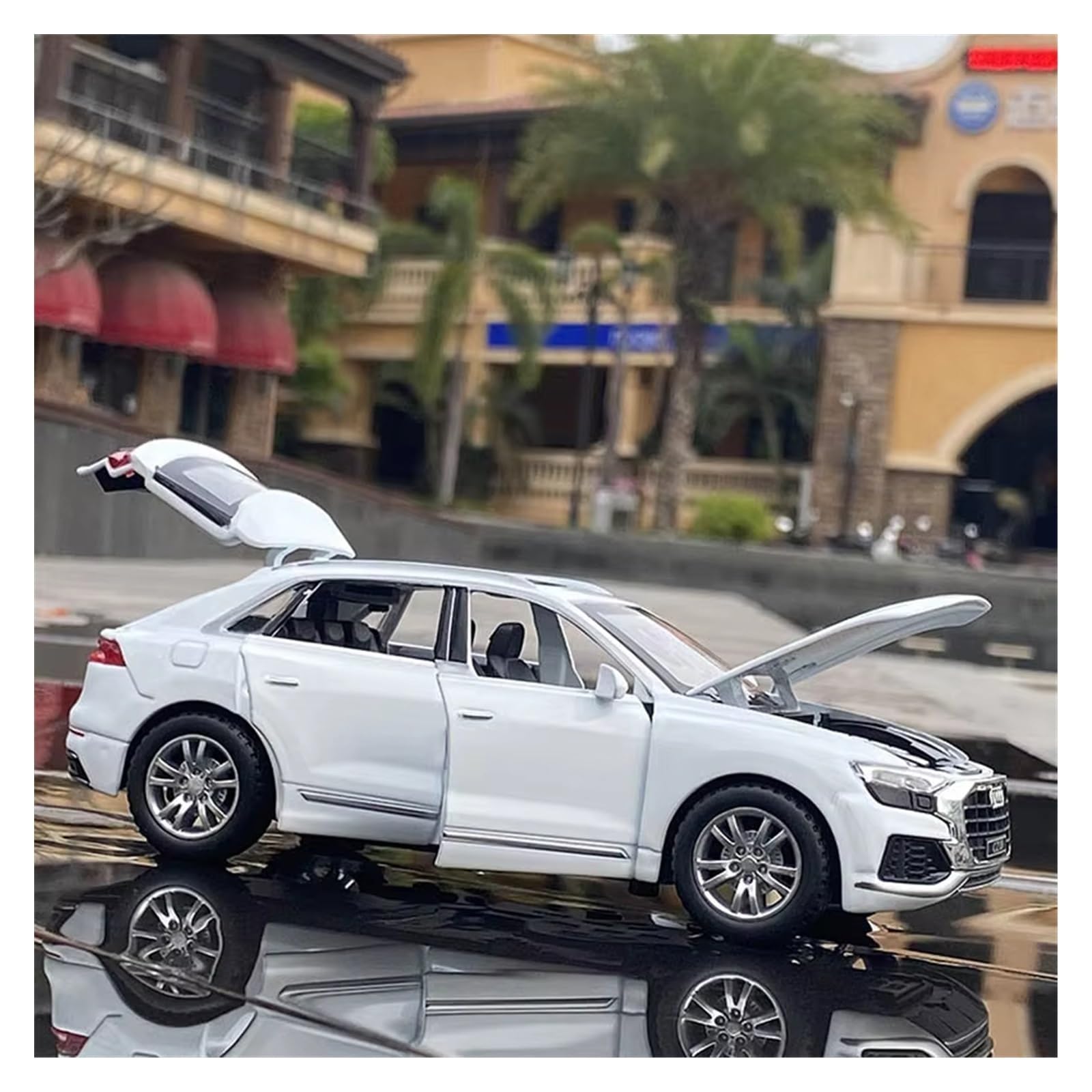 1:24 dla Q8 SUV Stop Diecasts Metal Model Samochodu Dźwięk i Światło Kolekcja Zabawka Prezent (czarny, z pudełkiem)