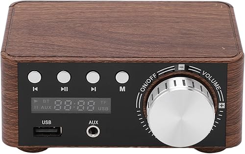 Miniatura 6 de WALFRONT Mini Power Amplifier, Wood Appearance 2 Channel Amplifier, 50W Dual Channels with USB Input, Portable Audio Solution for Home Theater