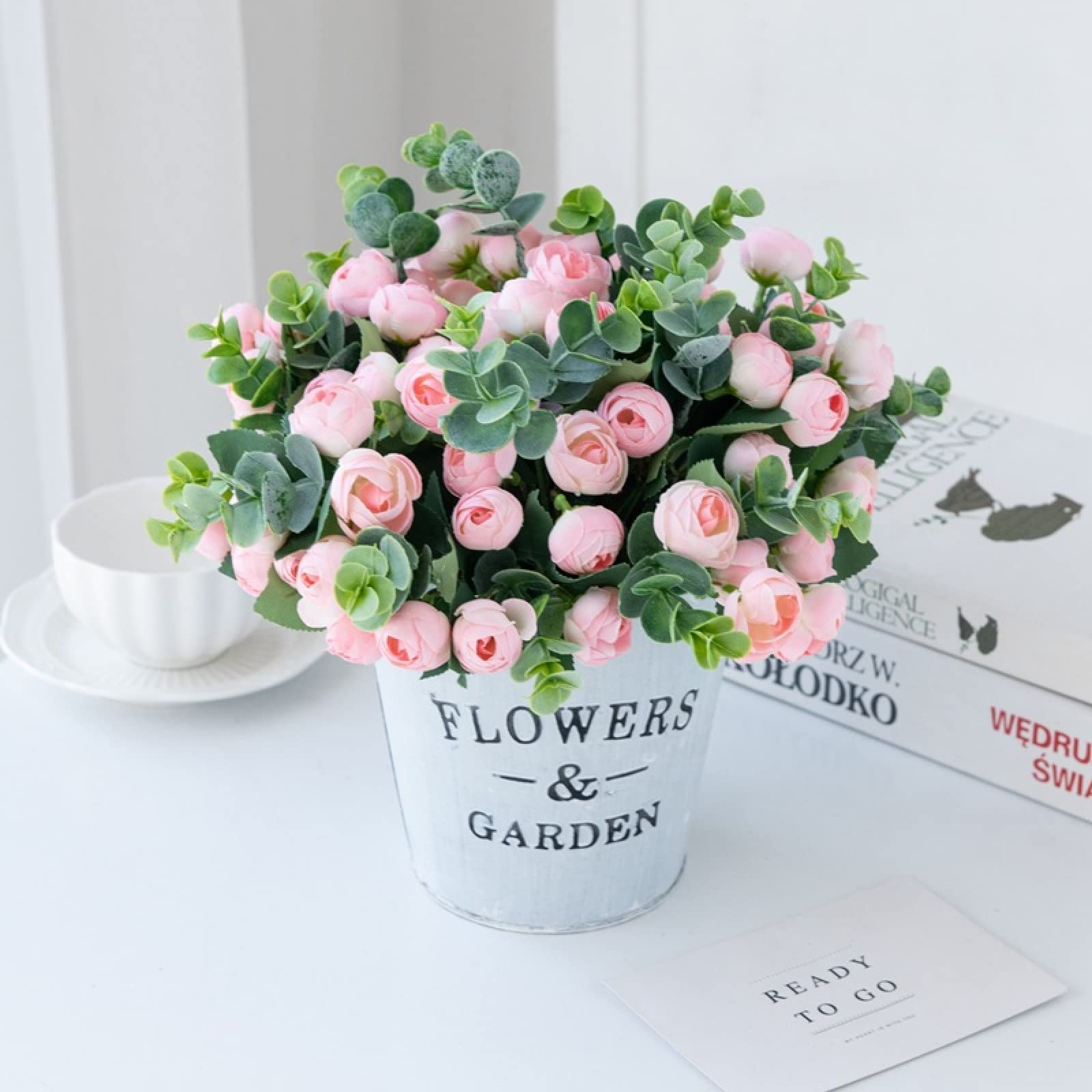 Meldel Künstliche Eukalyptus- & Rosen-Sträuße – 3-teiliges Set Aus Kunststoff Für Hochzeitsdeko, Tischarrangements Oder Zuhause