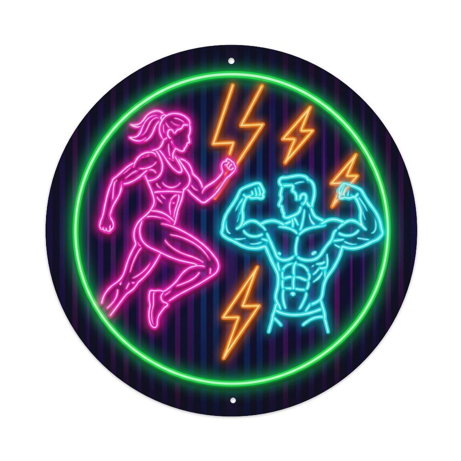 Vintage Faux Neon Gym Retro Bodybuilding Shredded Metal Tin Sign