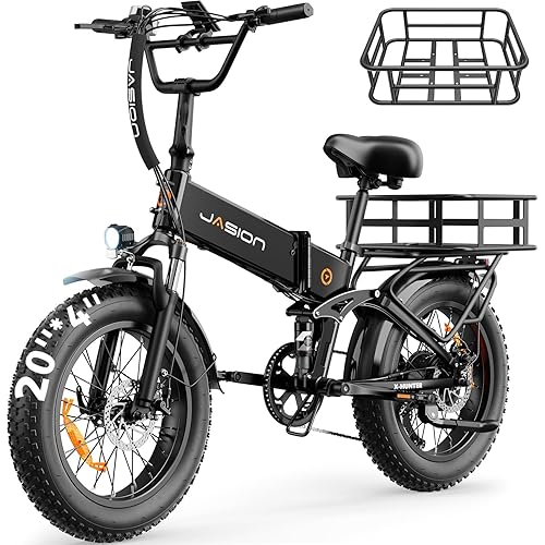 Jasion X Hunter/PRO Electric Bike for Adults,1800W/1400W Peak 20''Fat Tire Foldable Ebike,Folding E Bike Up to 80/70 Miles Range,720/624WH Removable Battery,30 MPH E Bike,Certified by UL2849