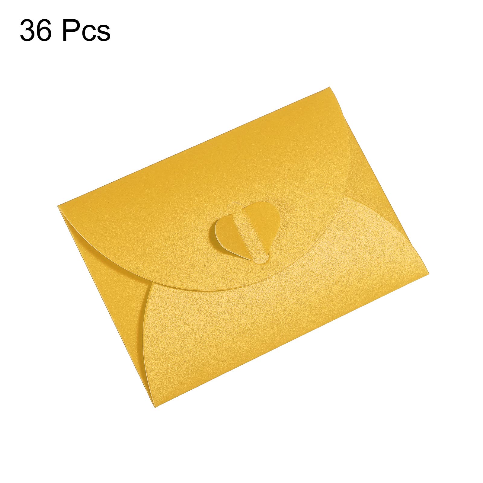 PATIKIL Gift Card Envelopes, 36 Pack Heart Shaped Clasp Small Gift Cards Holder Mini Envelope for Birthdays Weddings Yellow - Image 3