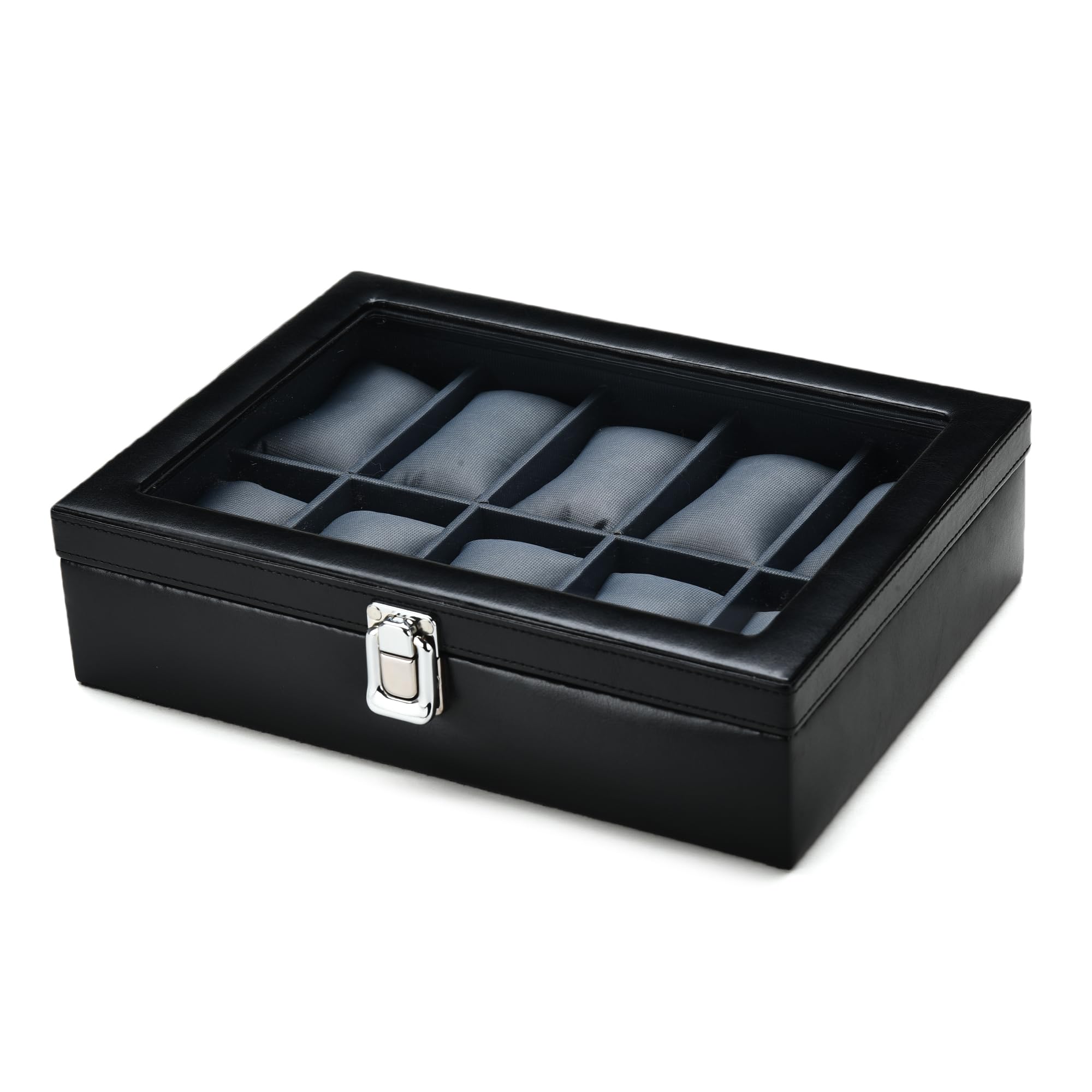 essart Premium 10 Grid Watch Case Watch Organiser Storgae Box/Turn Lock closure - (WL-10-W-Black/Gry) (B0CLH3G6TC) Amazon Price History, Amazon Price Tracker