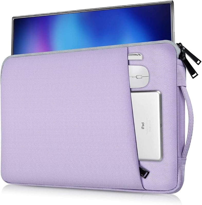 Portable Monitor Case 15.6 Inch, Carrying Computer Bag Compatible with KYY Lepow GTEK ViewSonic ZSCMALLS AOC 15.6 Inch Portable Display Monitors, Purple