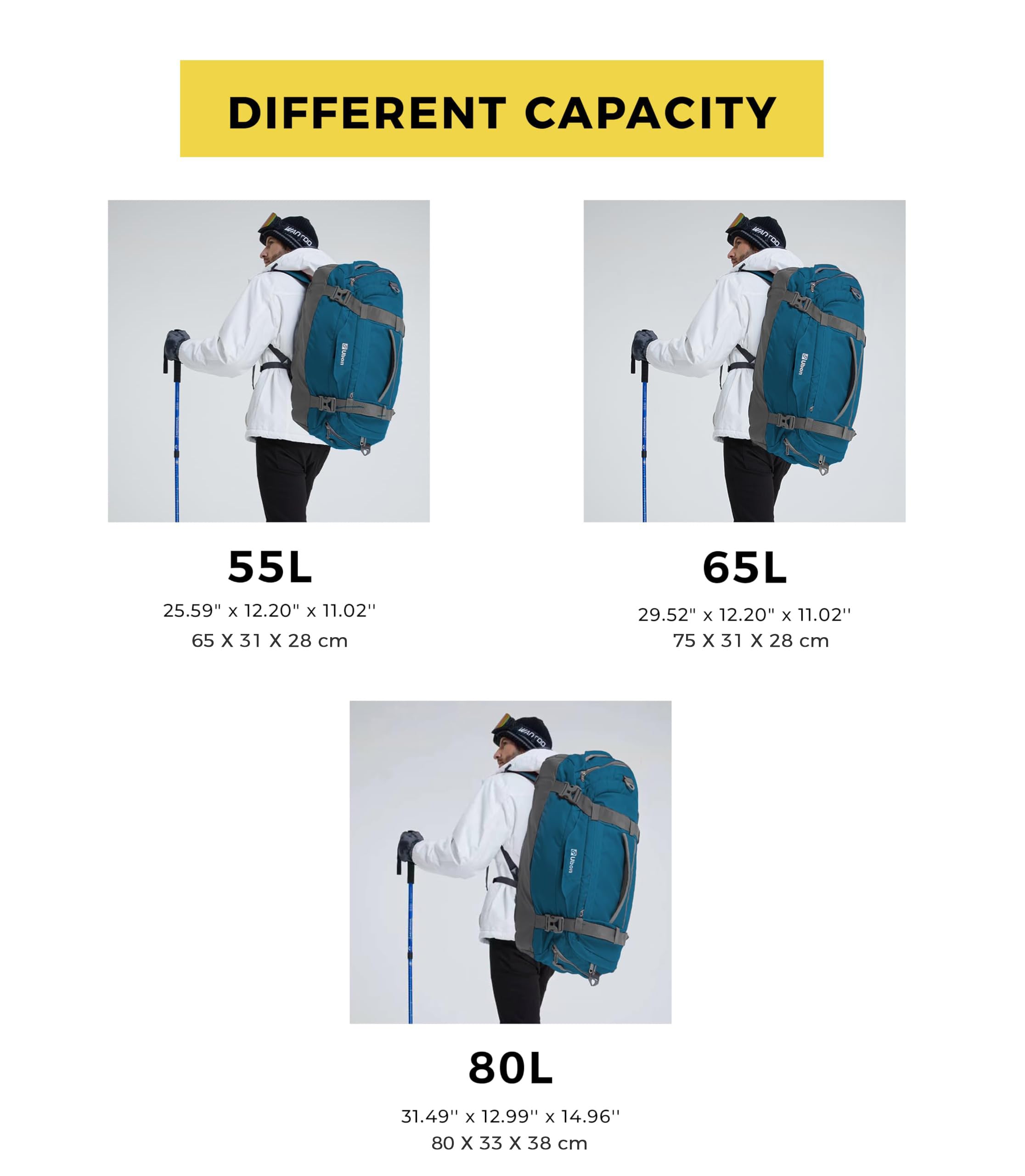 Ubon Duffle Bag wodoodporna torba podróżna, duża pojemność, z wieloma kieszeniami, lekka, z kieszenią na bieliznę, paski kompresyjne, wielofunkcyjna torba kempingowa, plecaki turystyczne, na urlop, do