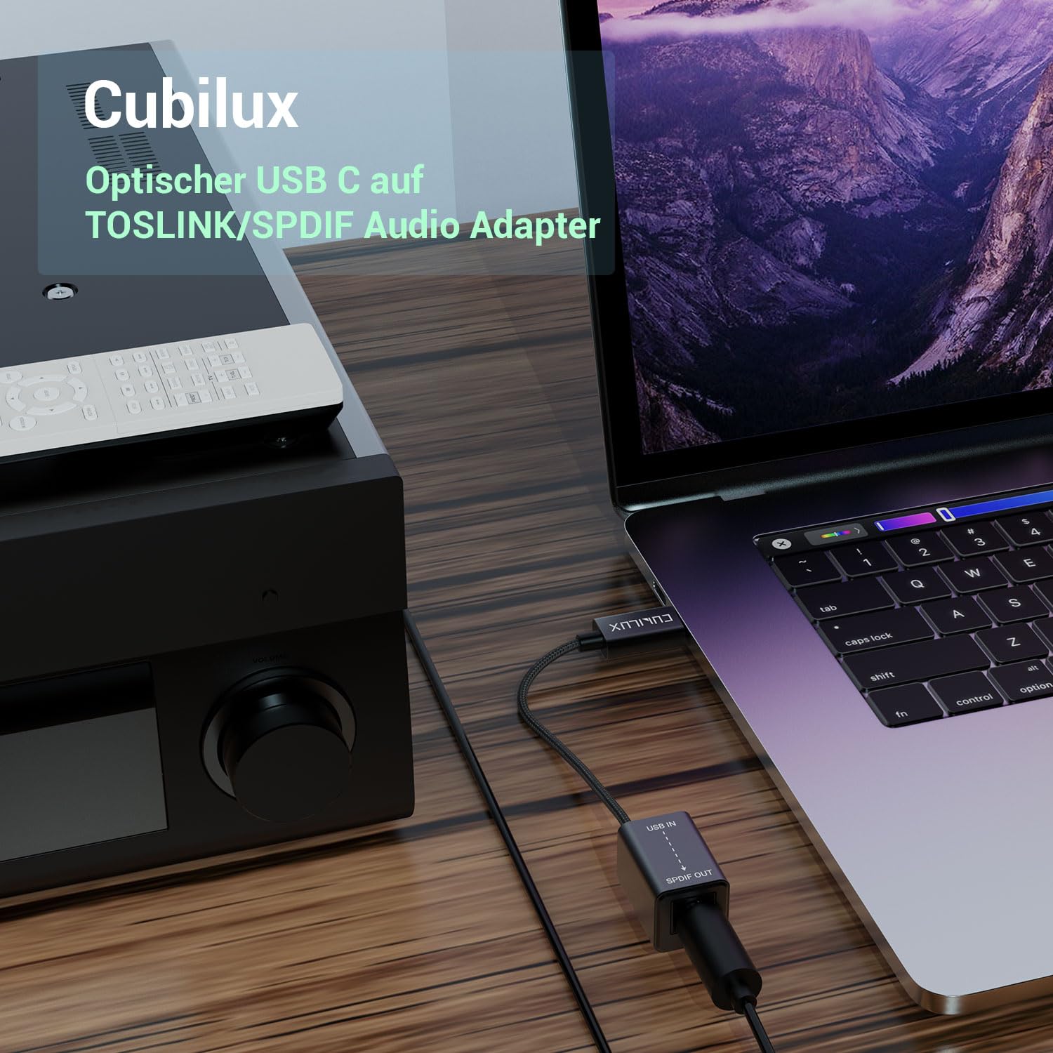 Cubilux USB C auf SPDIF Optical Adapter, TOSLINK Audio Ausgang, 192 kHz / 24 Bit DAC, nur Ausgang, für MacBook und PC